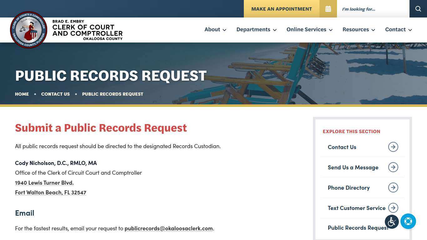 Public Records Request | Okaloosa County Clerk of Court and Comptroller